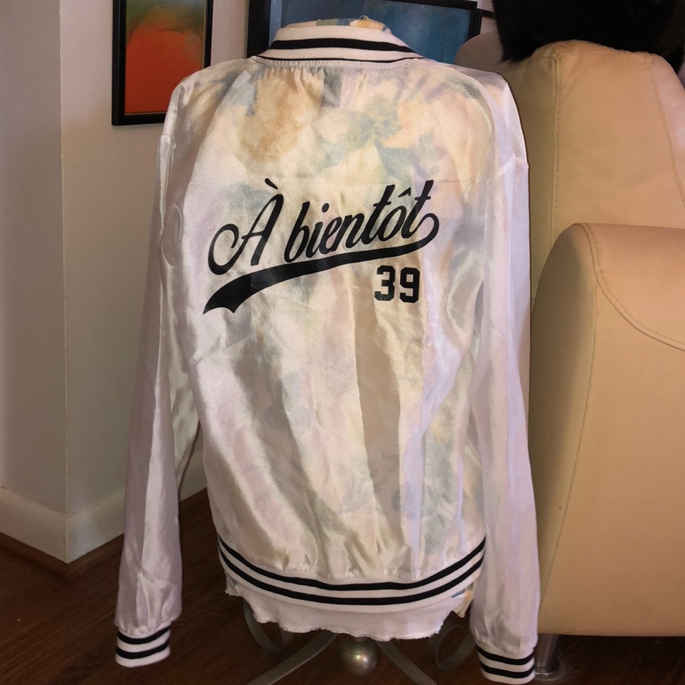 “A bientot” (See You Soon) Sheer Baseball Jacket S